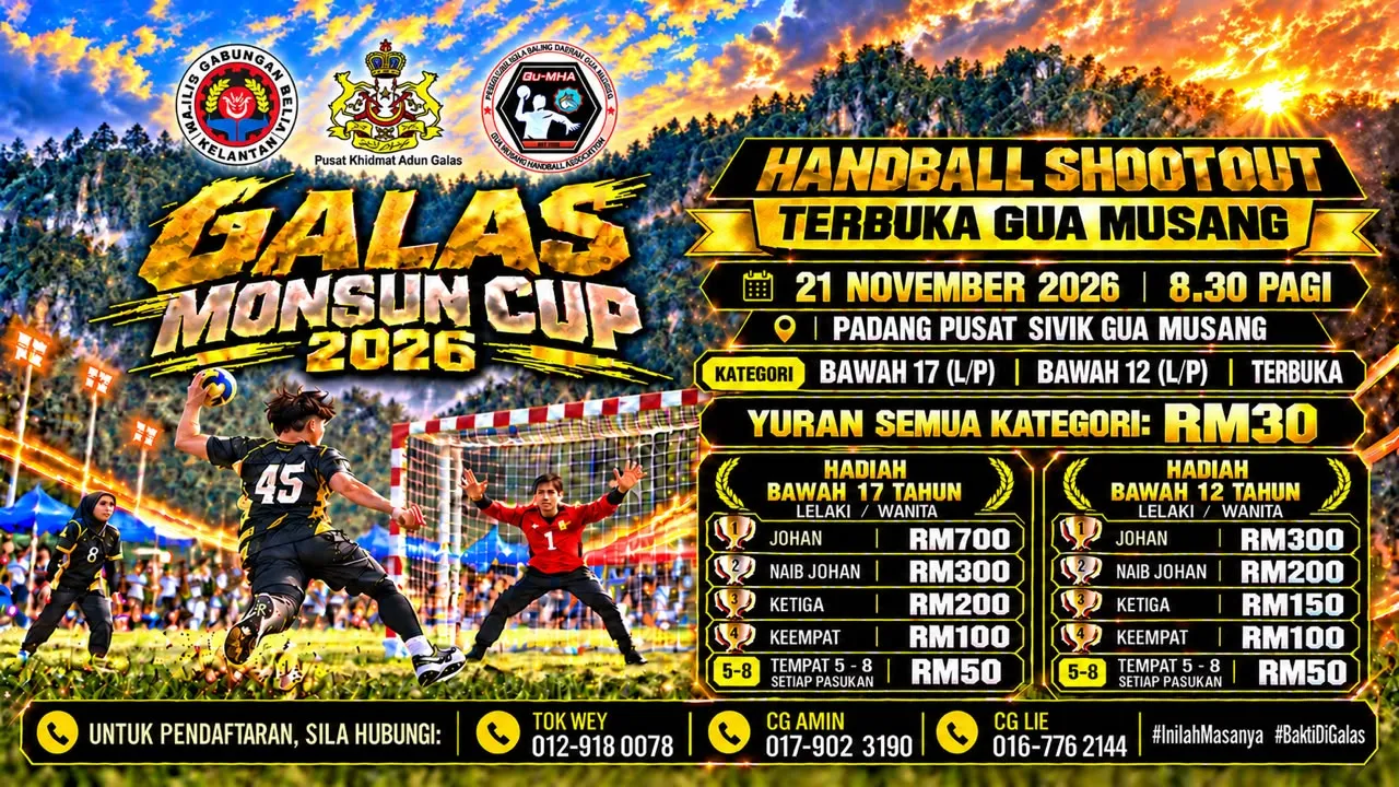 Poster Handball Shootout — Galas Monsun Cup 2026